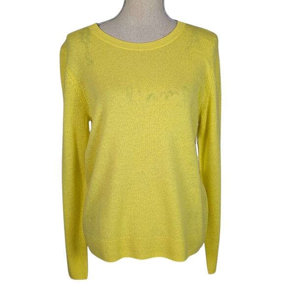 Nordstrom Cashmere Crew Neck Sweater Yellow Butter Size Large - Picture 1 of 12